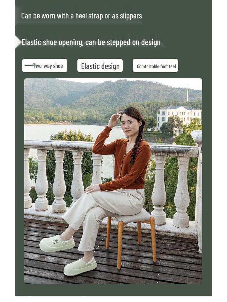 2025 Herbst/Winter Damen Wasserdichte Rutschfeste Indoor/Outdoor Dicke Warme Baumwollpantoffeln mit Fersenüberzug