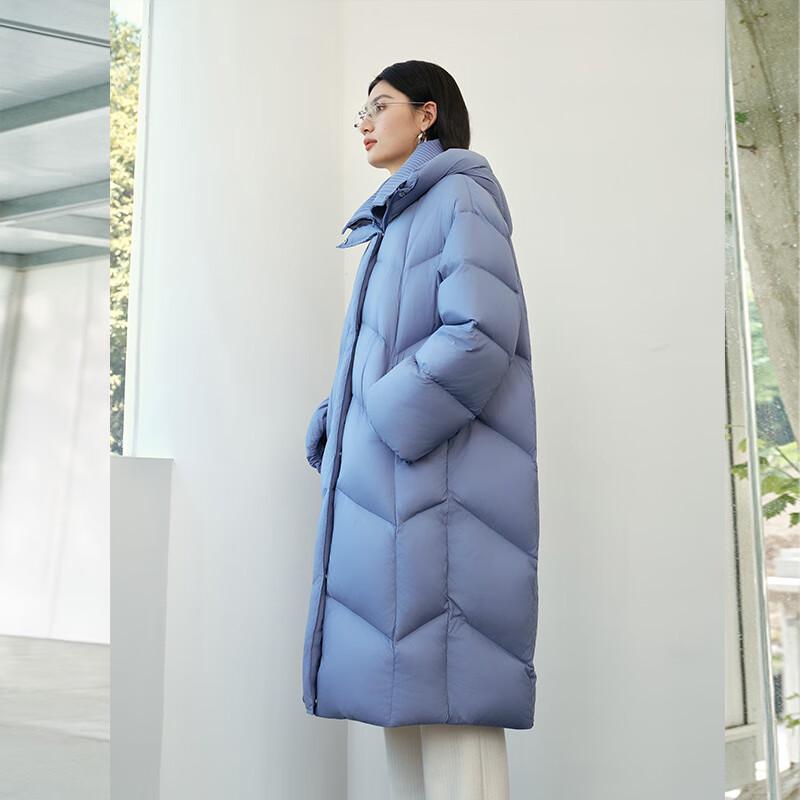 Ailiaiyi Women's Long Puffer Down Coat with Detachable Knit Collar