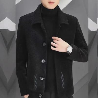 Herren Woll Kurzmantel, Koreanischer Stil, Dicke Winterbekleidung 2023