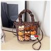 Autumn And Winter Small Leopard Print Bag Is Popular And Versatile One-shoulder Crossbody Bag Cute Cartoon Cat Portable Bucket Bag