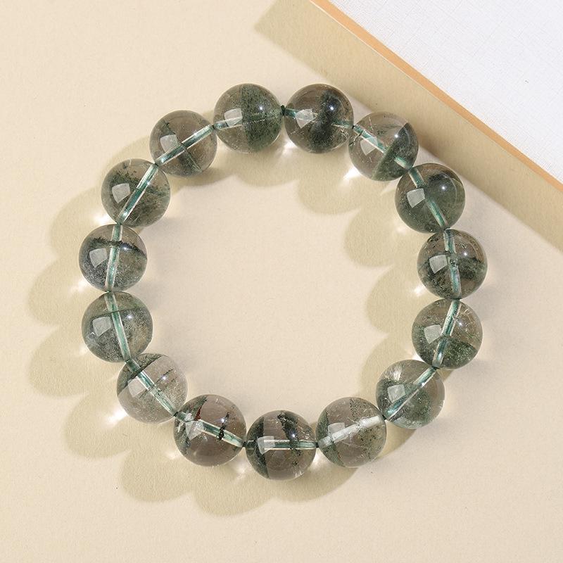 Natural Green Phantom Crystal Stellar Geode Beaded Bracelet