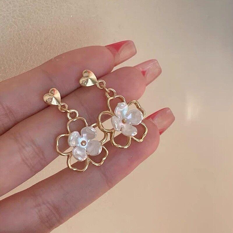 Cherry Flower Blossoms Flower Stud Earrings Gold Color Ear Studs Women's Fine Jewelry Mother's day Birthday