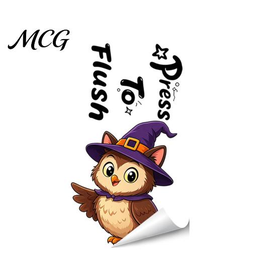 Self-adhesive Toilet Decal Sticker, Self-Adhesive Waterproof PVC Halloween Decal, Owls No Glue Sticker Ghosts Black Cats Skeletons Flushing