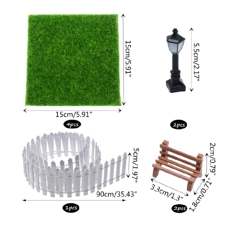 9Pieces Artificial Grass Mini Garden Decorations Landscape for Dollhouse