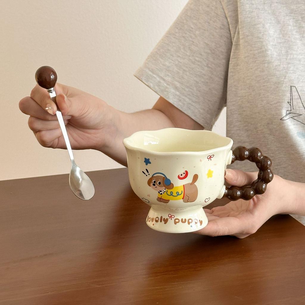 Cana Drăguță Cățeluș Teckel Ceramică Ceașă de Apă Fete Acasă Micul Dejun Cafea Lapte Cană Set Cadou Practic