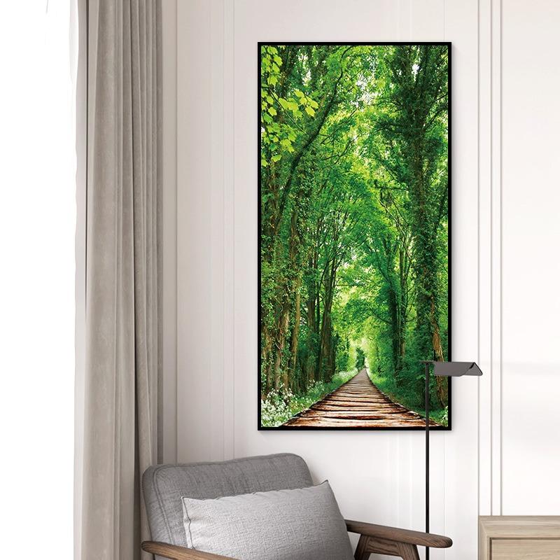 Modern Green Bamboo Road Canvas Painting Wall Art Green Forest Landscape Picture Posters and Prints for Living Room Decor Quadro