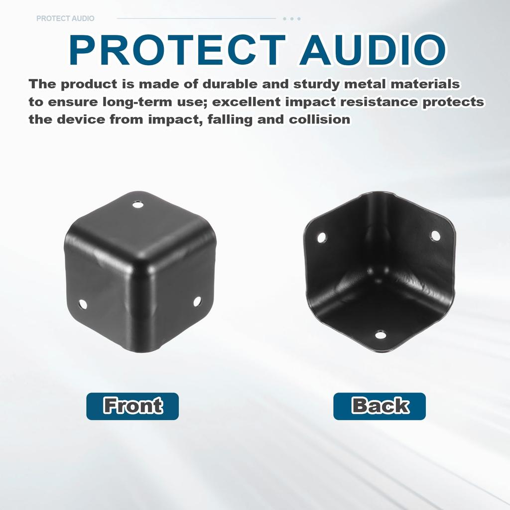 Uxcell 16 szt. Narożnik obudowy głośnika Metalowy Możliwy do układania w stos Ochraniacz Owiń Kąt Obudowy Krawędź Pudełka Ochrona z 48 Śrubami Montażowymi dla Scena DJ Audio Dźwięk