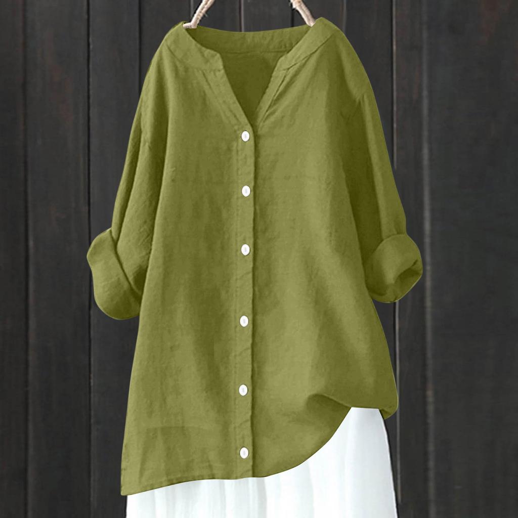Camicia Casual da Donna a Maniche Lunghe con Bottoni Colorata e Ampia