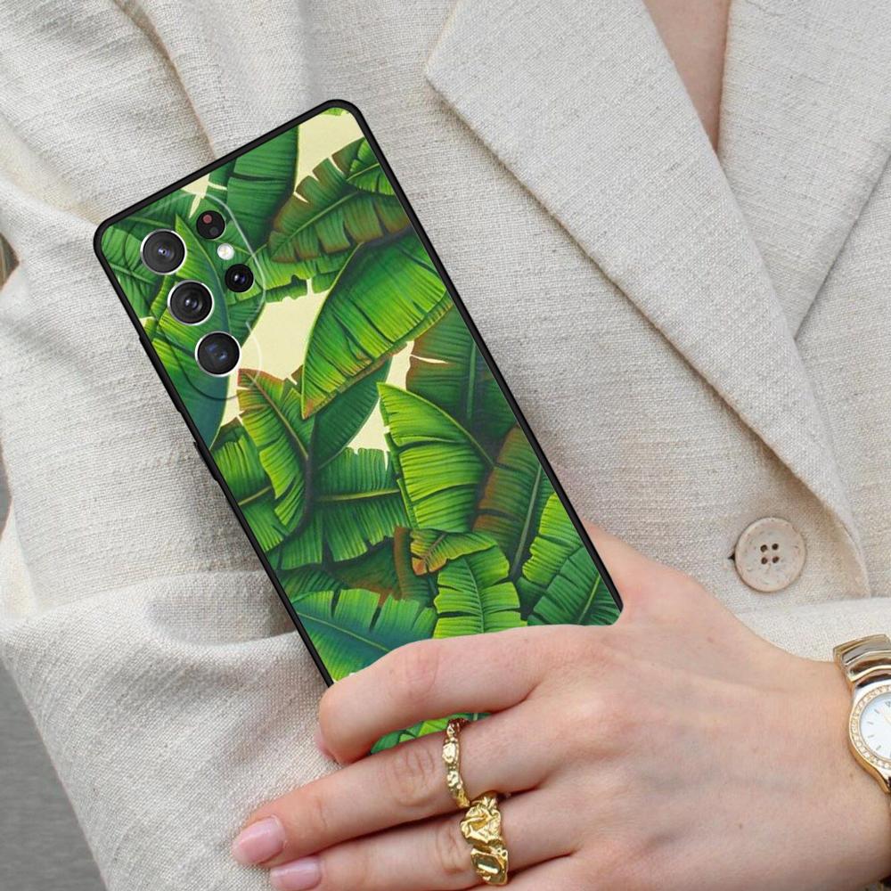 Tropical Palm Tree Banana Leaf Cell Phone Case for Samsung Galaxy S26 Ultra S25 S24 S23 S22 S21 S20 Note10 Cover