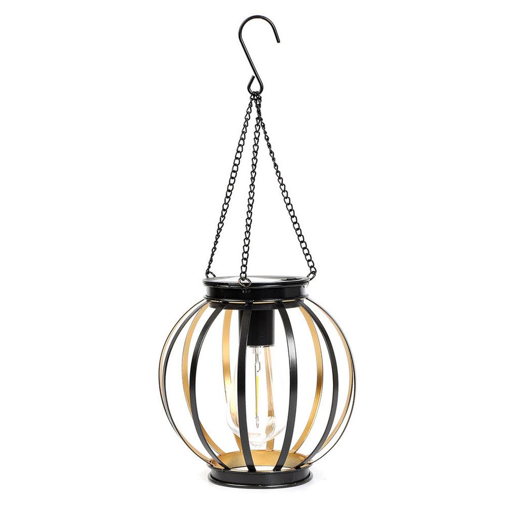Solar Iron Retro Pendant Light, Outdoor Garden Courtyard Decorative Hollow Lamp,  Small Night Light