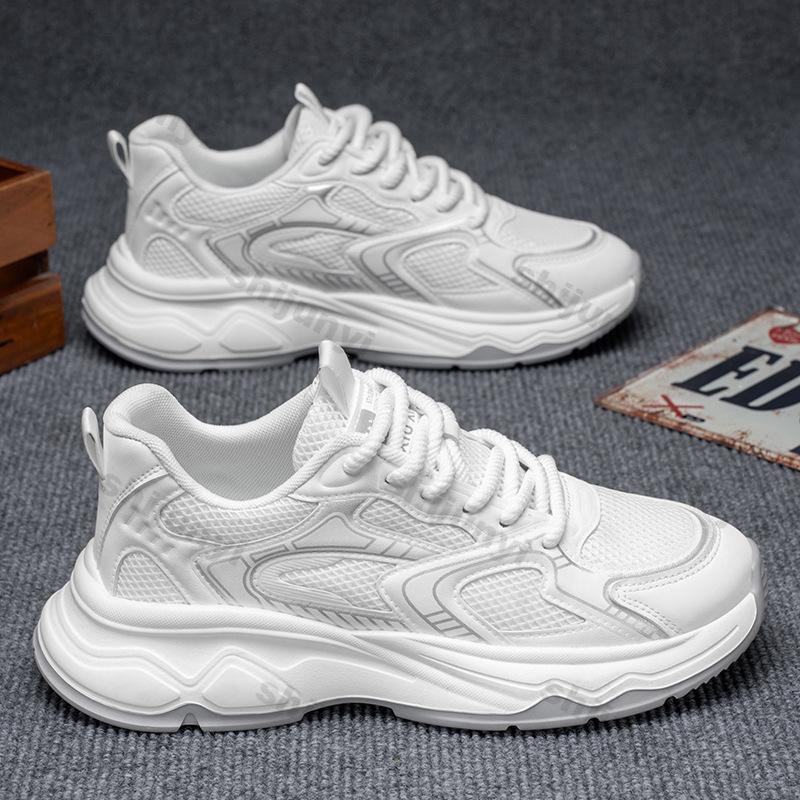 Men White Sneakers Summer New Breathable Mesh Non Slip Sports Running Shoes Lightweight Comfortable Lace Up Outdoor Casual Shoes
