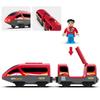 TOPLIVING Wooden Train Track Accessories Battery-Operated Locomotive with Magnetic Connection Compatible with Thomas, Brio, and Chuggington