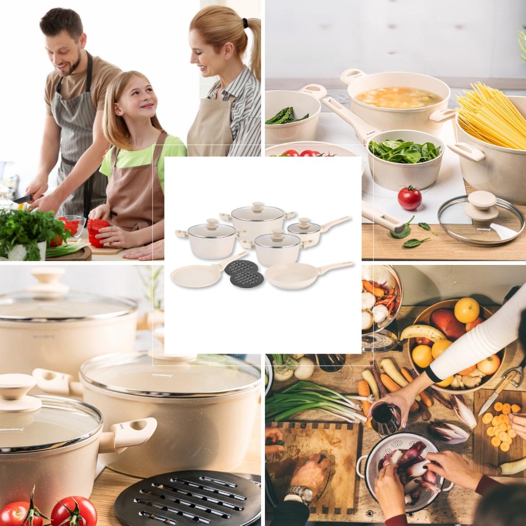 Komplet garnków z marmurkową powłoką nieprzywierającą 12-ele KLAUSBERG KB-7884