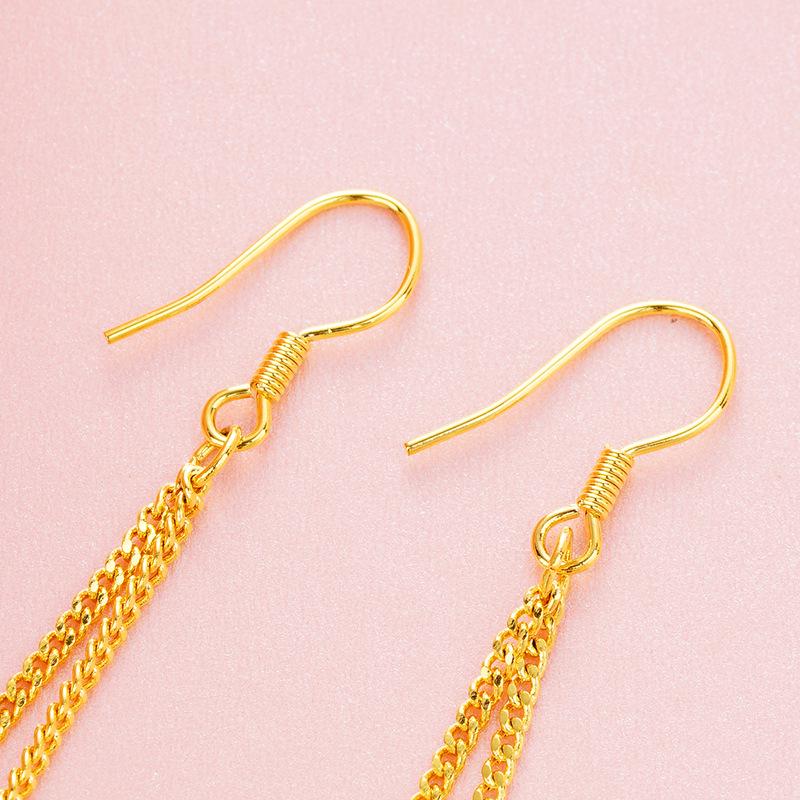 Vietnamesische vergoldete Messing Quastenohrringe für Damen - Retro Brautmode