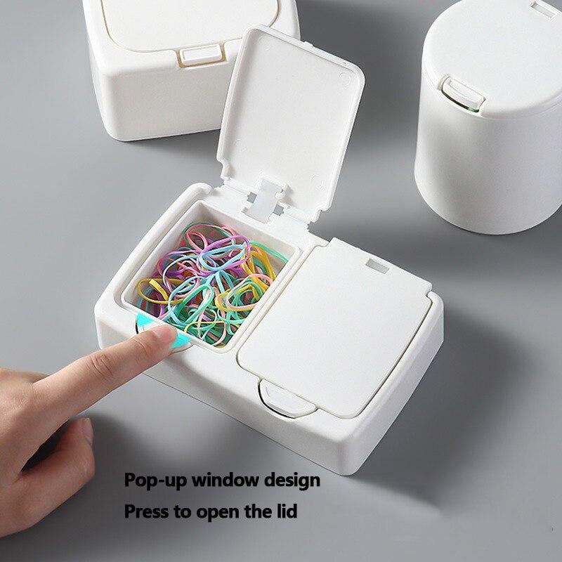 Desktop Mini With Cover Pop-up Window Cotton Swab Storage Box Cosmetic-Cotton Dustproof Student Sundries Plastic Finishing-Box