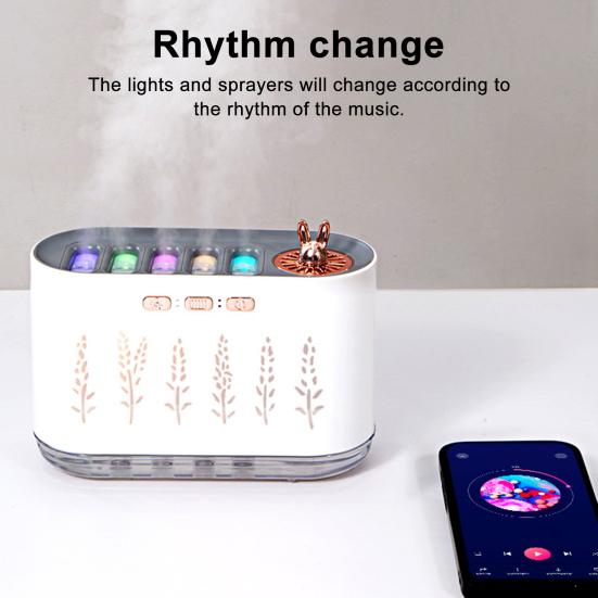 Luftbefeuchter mit Musik-Sync-RGB-Lichtern, großem Wassertank, USB-betriebenem Desktop-Aromatherapiegerät, ätherischer Öldiffusor