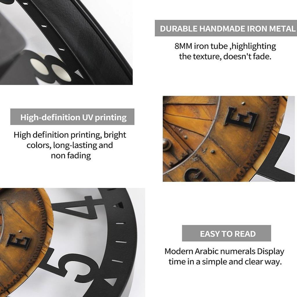 25cm Circular Iron Wall Clock with a Nautical Sextant Design