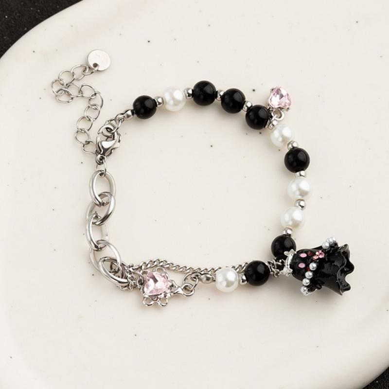 Exquisite Black White Beaded Little Specter Bracelets for Women Sweet Bracelets