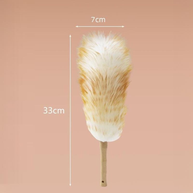 Genuine Wool Duster Lint Free Dense Soft Fur Strong Dust Removal for Household Car Sofa Book Shelf Cleaning Use
