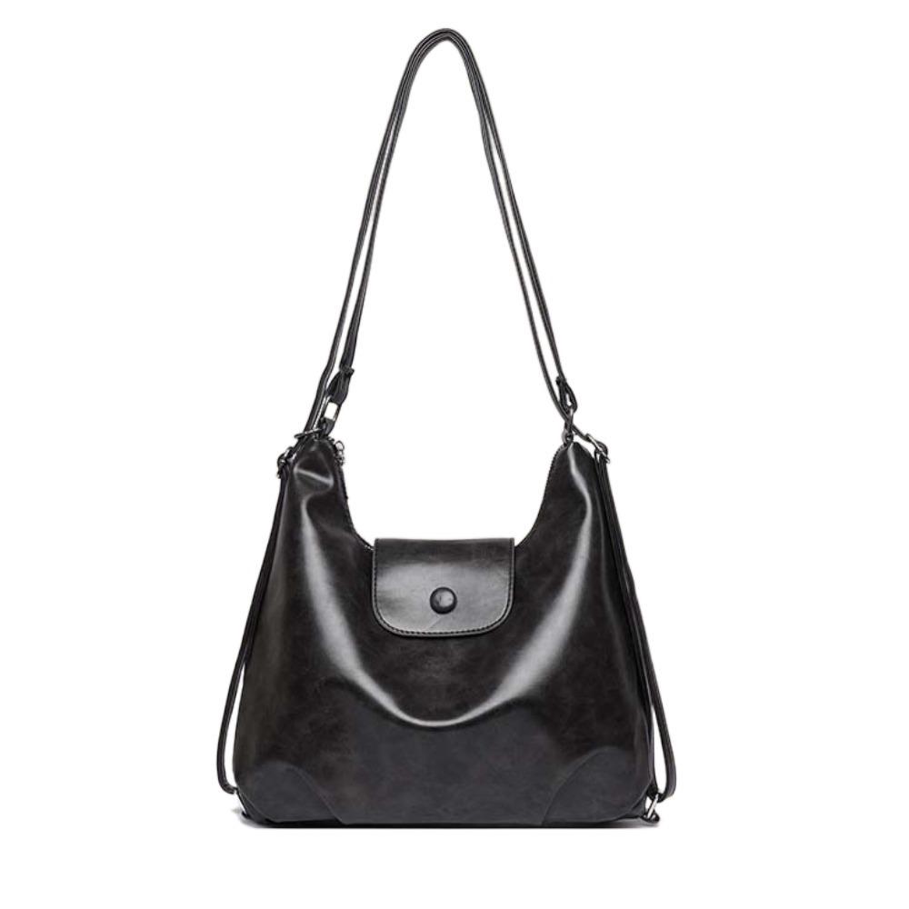 

Magnetic Button French Underarm Bag Anti-splash Water Texture Handbag Classic PU Hobo Bag Daily Black No Pendant