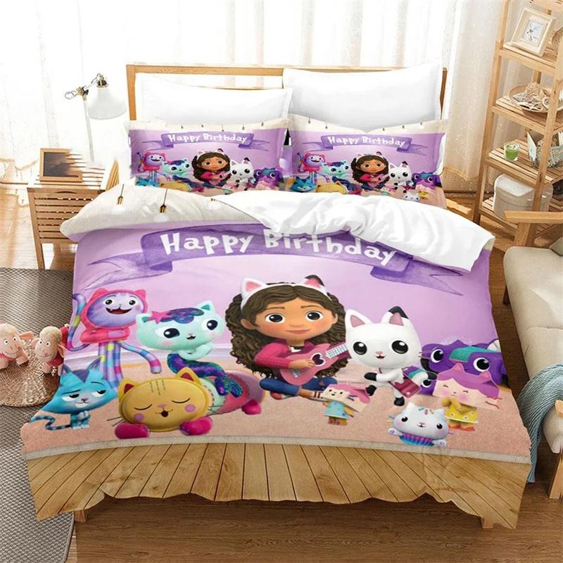 3D Print Gabby Dollhouse Bedding Set,Duvet Cover Comforter Bed Set Quilt Cover Pillowcase,King Queen Twin Size Boys Girls Adults