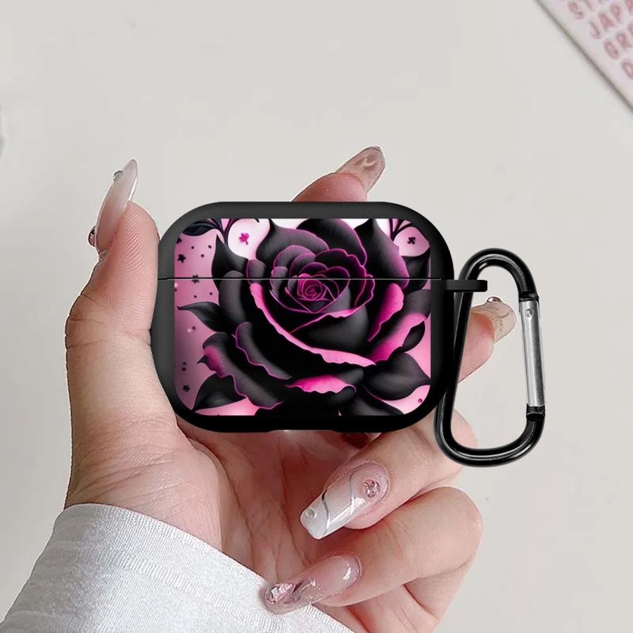 Schwarze Rosenhülle Für Airpods Pro3 Pro2 2 4 Pro 3 1 Kopfhörerhüllen Abdeckung