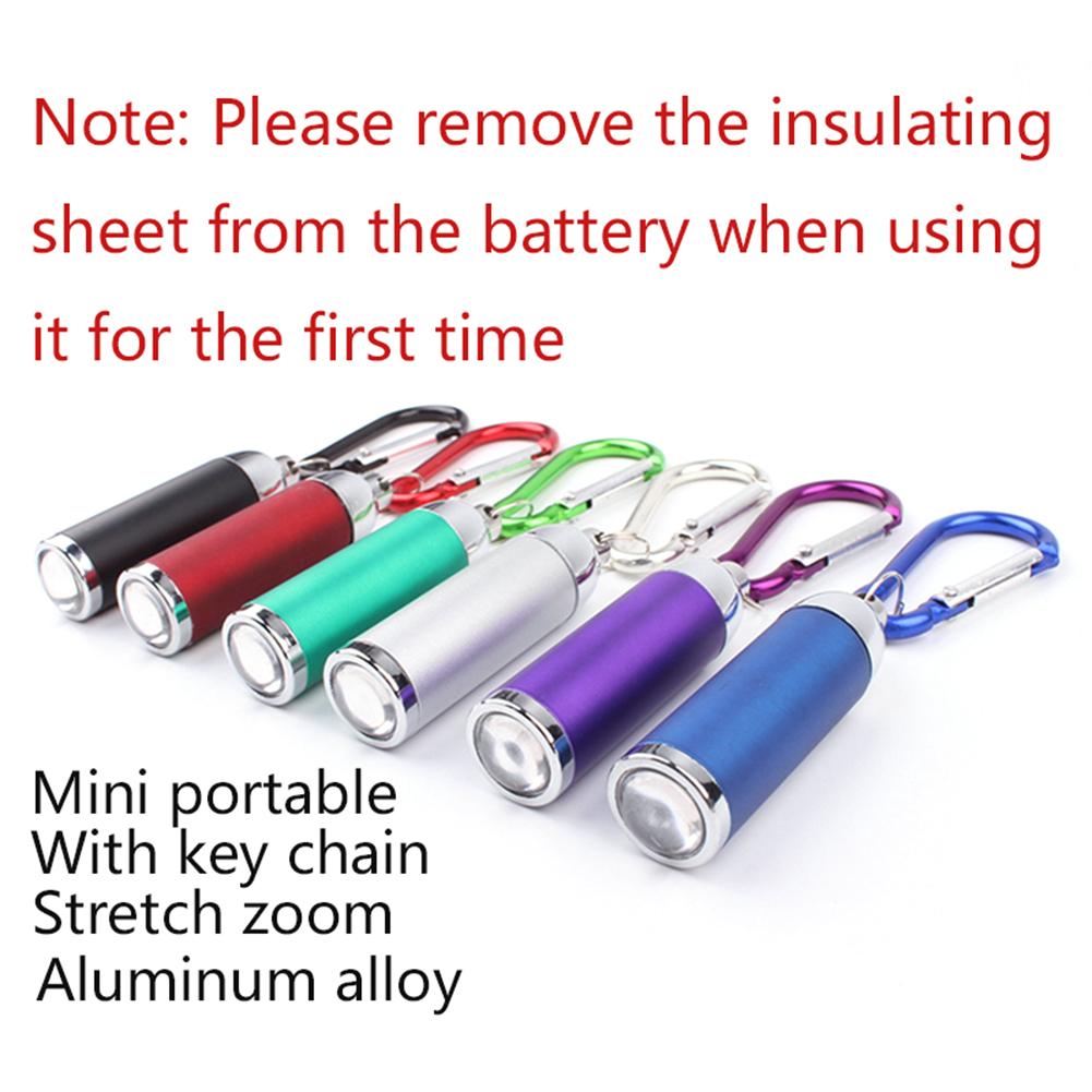 Led Zoom Mini Flashlight Telescopic Strong Light Torch With Keychain Pendant Creative Mountaineering Buckle Gift