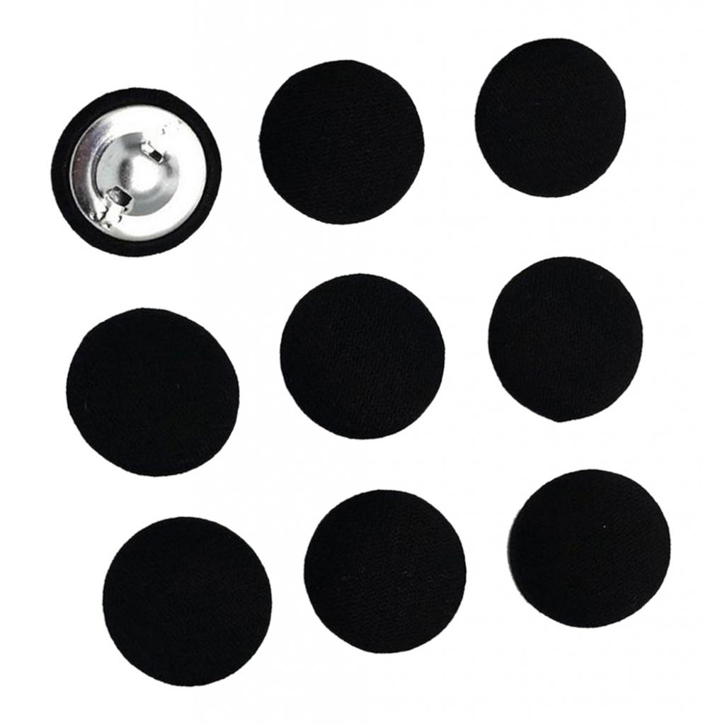 10pcs Cotton Fabric Covered Buttons Sewing Accessories for Garment Black
