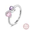 Rings For Women 925 Silver Heart Shaped Cross Crown Rings Sparkling Colorful Zircon Wedding Engagement Jewelry Gifts