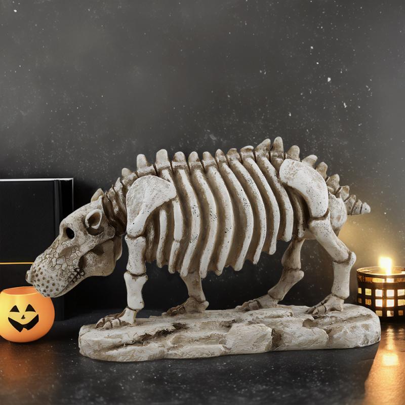 Halloween Resin Figurine - Simulation Horror Skeleton Rooster Hippo Desktop Decorations Holiday