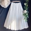 Japanese Mori Girl Spring Summer Women White Midi Skirt High Waist Jacquard Cotton Feminine Skirt Floral Embroidery Sweet A-Line Skirt
