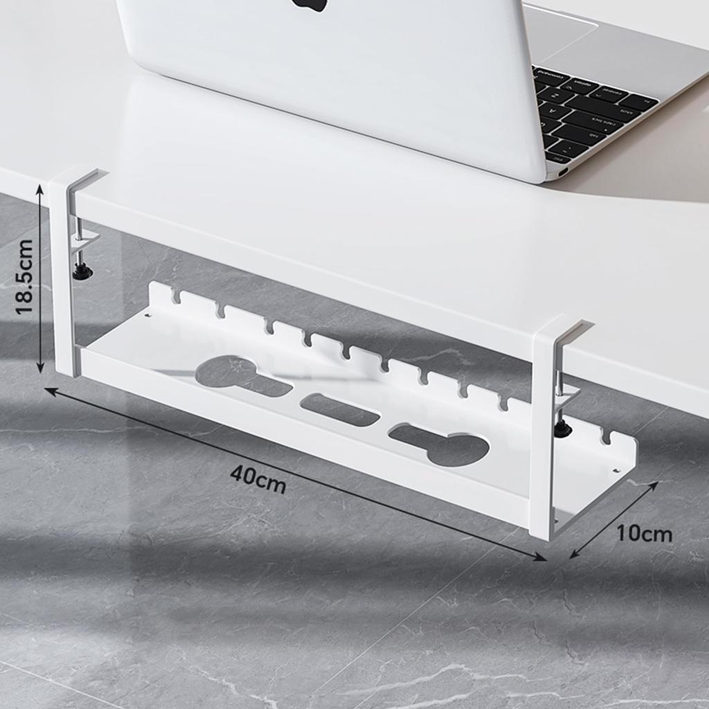MABAHON Cable Tray for Under-Desk Wiring Organization, Includes 5 Cable Bands, No Drilling Required, Cable Organizer, Cable Rack, Clamp Mounting,