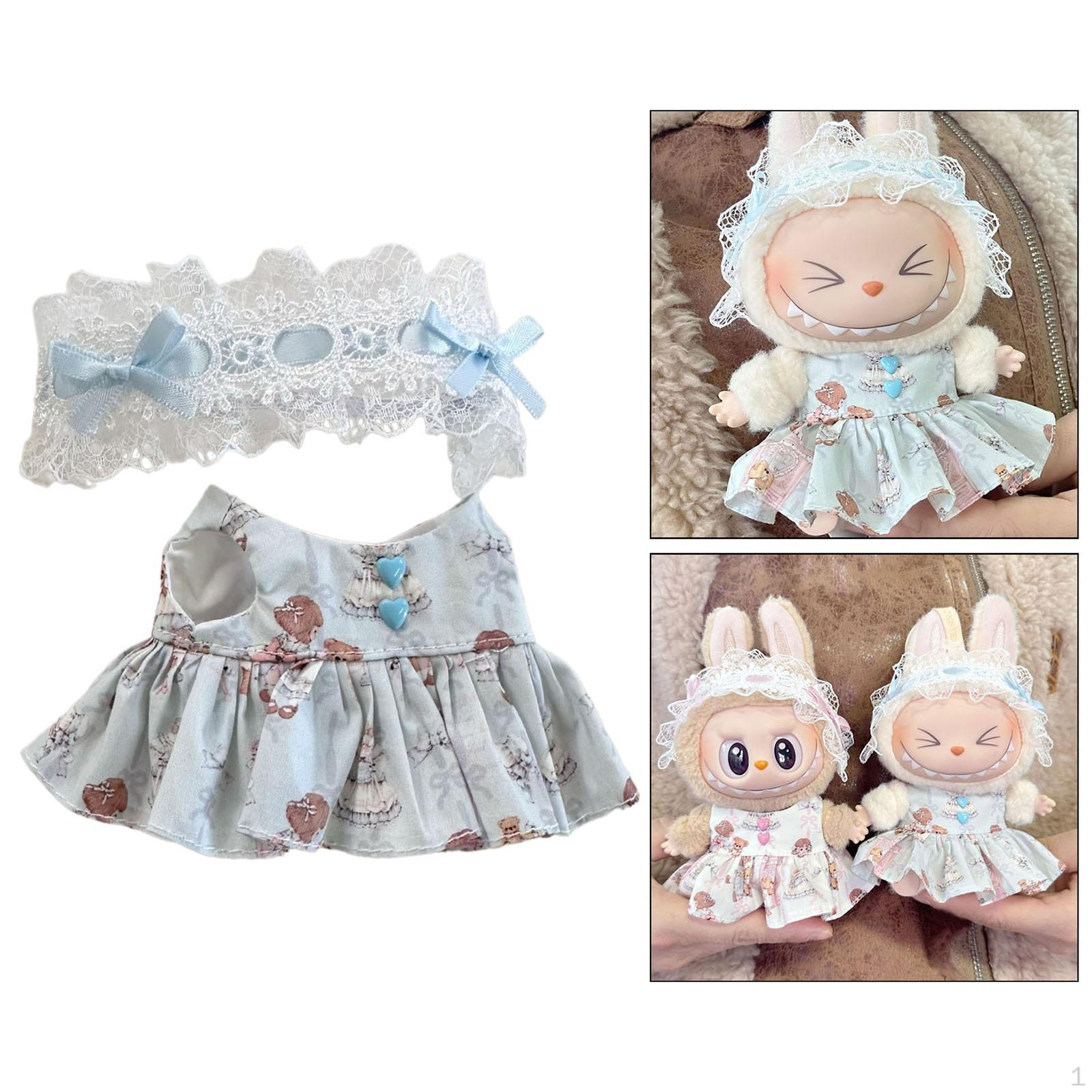 

Doll Clothes Dress and Hair Accessories Pretend Play Comfortable Stylish Costume синій