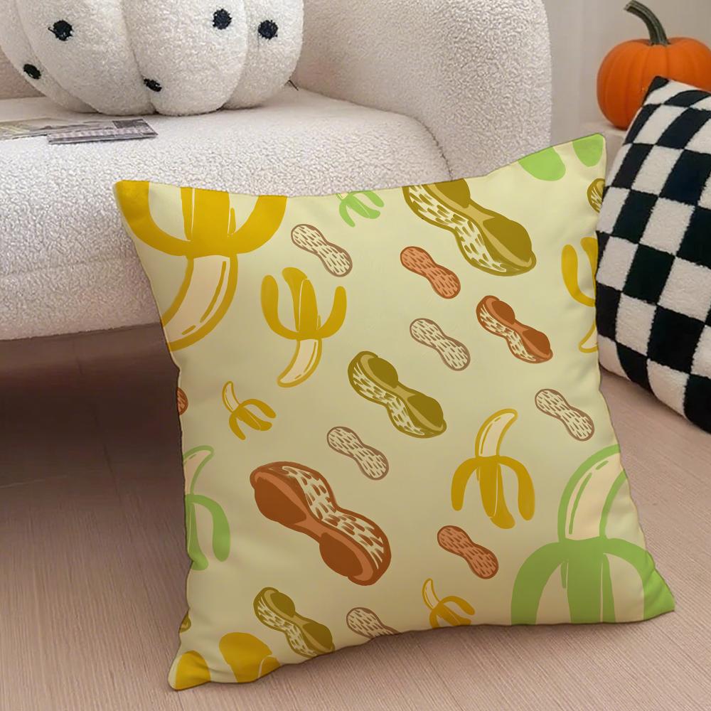 Pastoral Simple Handdrawn Banana Cushion Cover Throw Pillow Cover Hidden Button Durable Polyester Chair Cushion