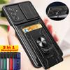 A04s Case Luxury Card Holder Slide Camera Protection Armor Ring Cover On For Samsung Galaxy A04s A04 S galaxyA04s Shockproof Phone Cases