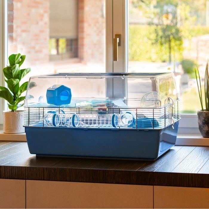 Cage - ferplast - duna fun large - 3 étages - 71,5 x 46 x 41 cm - bleu