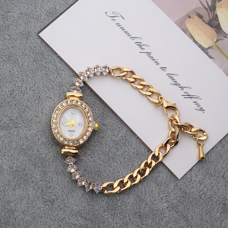 Temperament Fashion Small Sugar Cube Heart Watch Diamond Women's Watch Oval Women's Quartz Watch Bracelet Watch