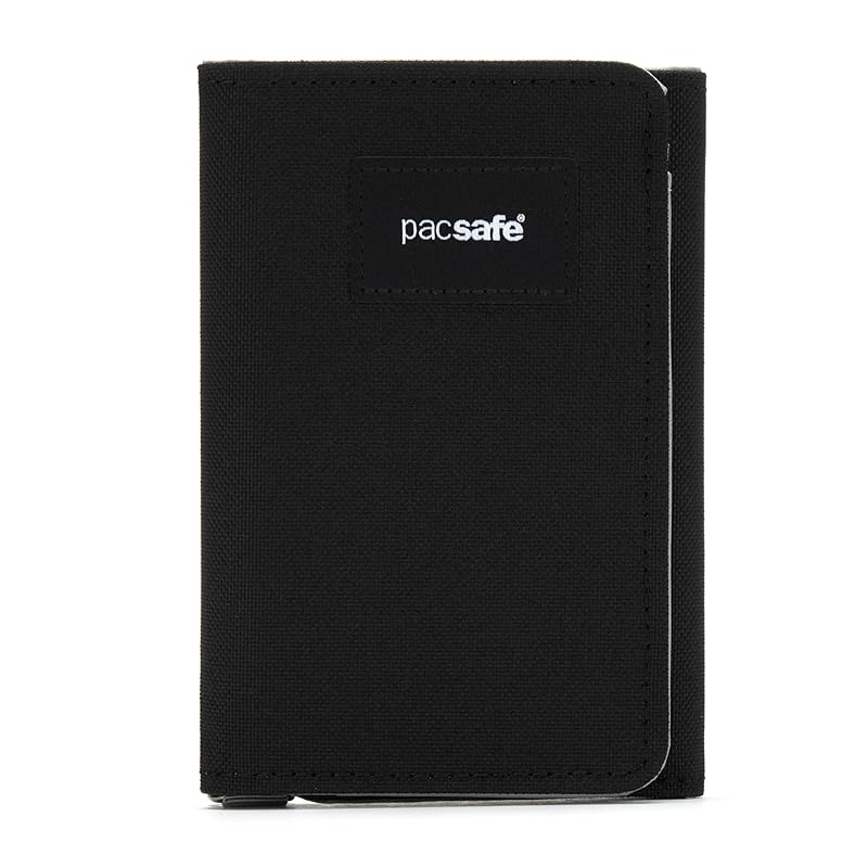 

Pacsafe men s Rfidsafe RFID block trifold wallet, jet black, One Size, trifold wallet