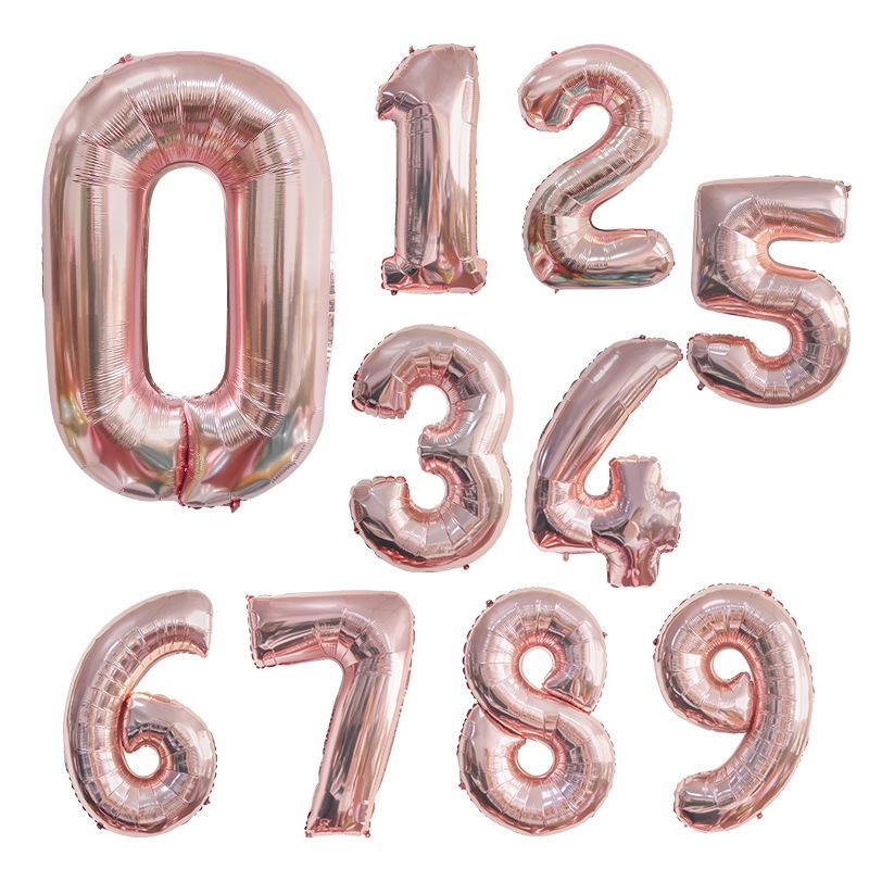 32 Inch Rose Gold Digital Aluminum Film Balloon Decoration Birthday Party Wedding Decoration Scene Aluminum Film Balloon