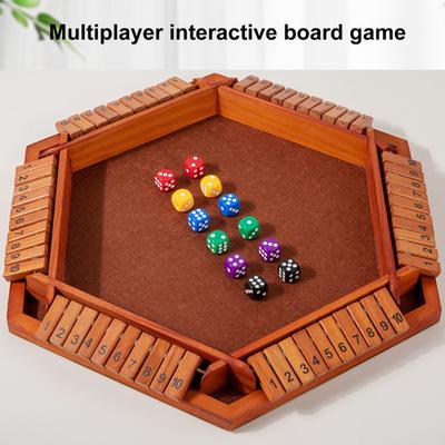 Shut The Box Brettspiel 6-Wege Pädagogisches Mathe Zahlen Würfel Strategiespiel 6 Spieler Kinder Erwachsene Familienabend Party Interaktives Holz Close The Box Spielzeug