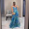 Europe, America spring and summer new mesh printing suspender dress INS vacation casual party dress