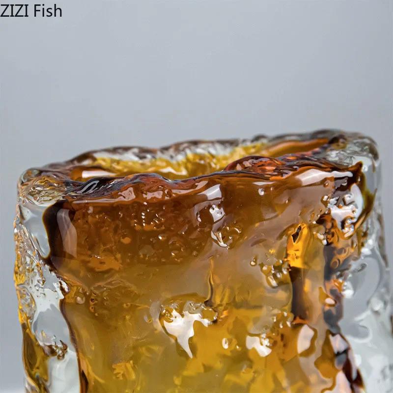Transparent Amber Wrinkle Glass Vase Hydroponics Floral Vases Desk Decoration Artificial Flowers Decorative Flower Arrangement
