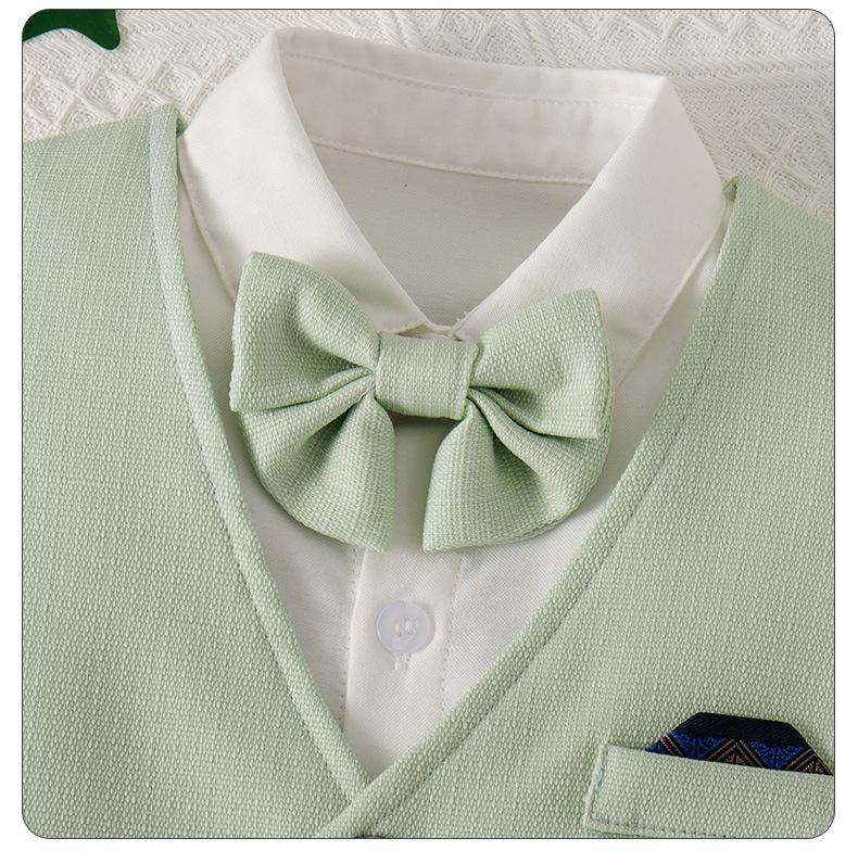 Baby Boys' Summer Gentleman Three-Piece Outfit: Short Sleeve, Shorts, and Vest Set