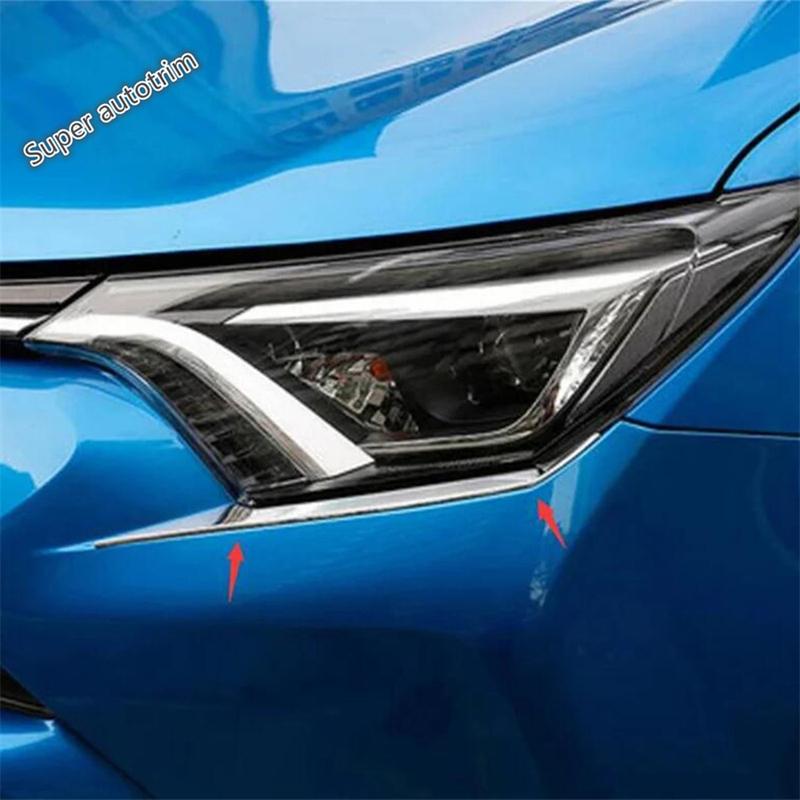 Front Bumper Fog Lamp Light Eyebrow Eyelid Strip Cover Trim ABS Chrome Accessories Exterior For Toyota RAV4 RAV 4 2016 2017 2018