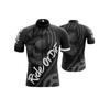 Breathable Polyester Cycling Jersey for Men - "RIDE OR DIE" Skull & Gear Design, Short Sleeve, Zip-Up, Stand Collar with Pocket Cycling Accessories