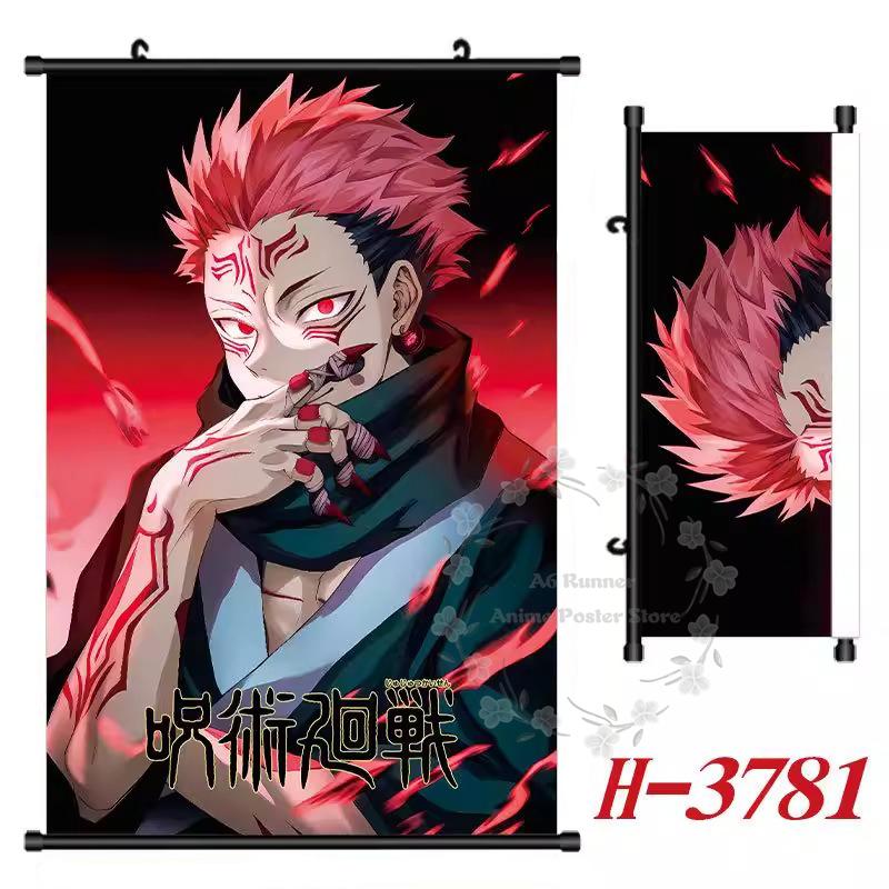 

Latest J-Jujutsu K-Kaisen Poster Scroll Painting Peripheral Hanging Painting Bedside Living Room Background Wall Cloth Painting 40x60cm
