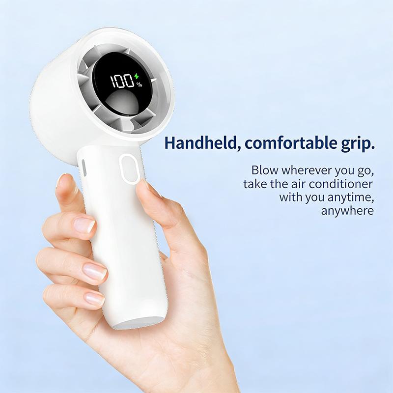 100 Speed Levels Mini Handheld Fan USB Rechargeable Cool Breeze LED Display for Makeup and Study