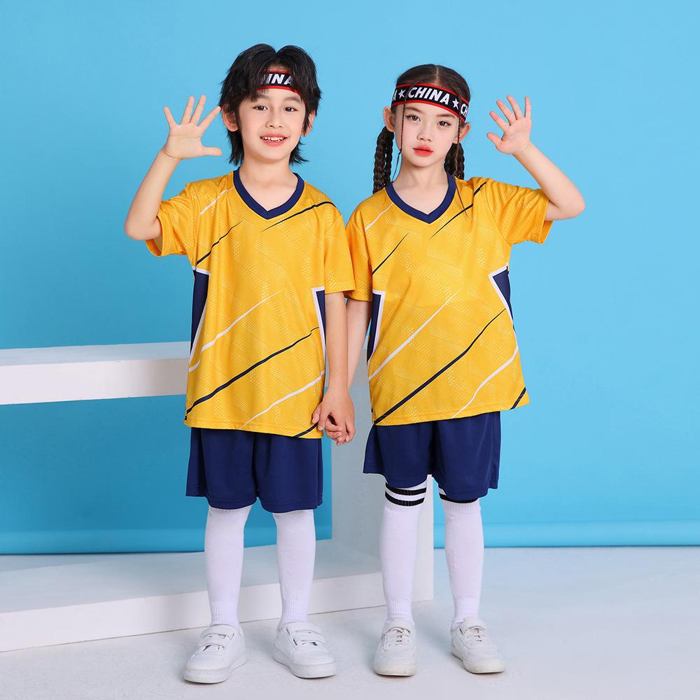 2 Piece Summer Soccer Jersey Children Short Sleeve Training Competition Team Uniform Quick-Dry Boys Girls Football Jerseys