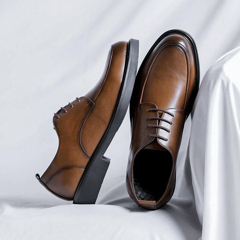 British Leather Shoes Men's Business High-end Spring and Autumn Men's Casual Leather Shoes Wide Head with Suit Wedding Shoes 85675-R