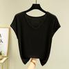 Letnia damska kamizelka bez rękawów z modalu Gładka V-neck Podstawowy T-shirt Luźny T-shirt z modalu Topy Codzienna podkoszulka